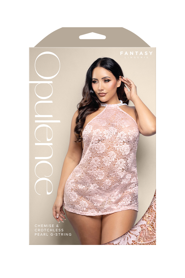 Chemise & Crotchless Pearl G-string Queen