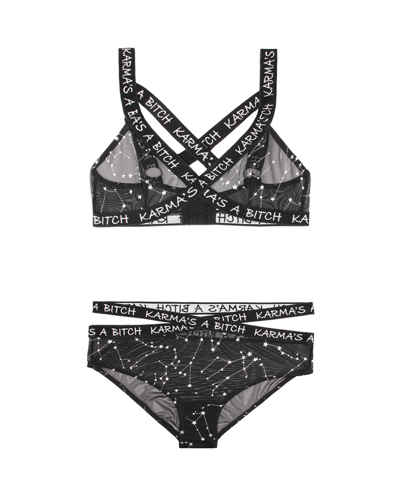 Fantasy Lingerie - Not Your Bitch Lace Bra and Cutout Panty Set