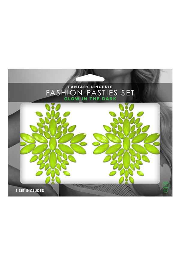 Fashion Pasties Set: Neon Green Crystal Pasties