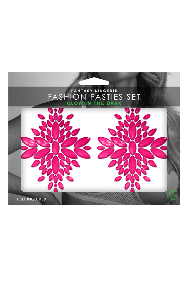 Fashion Pasties Set: Neon Pink Crystal Pasties