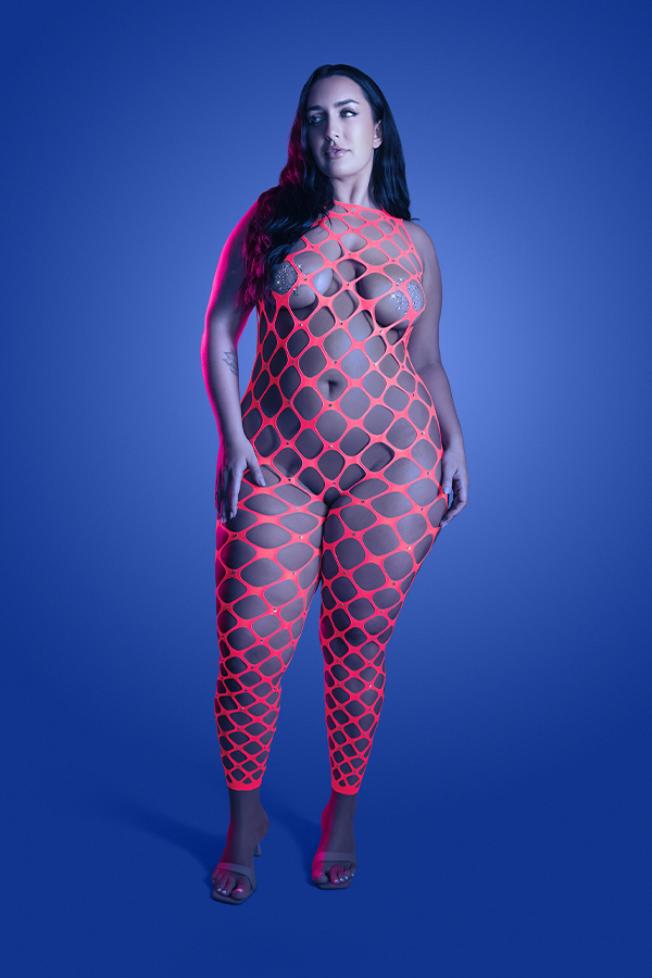 Want It All Reversible Rhinestone Bodystocking & Pasties Queen