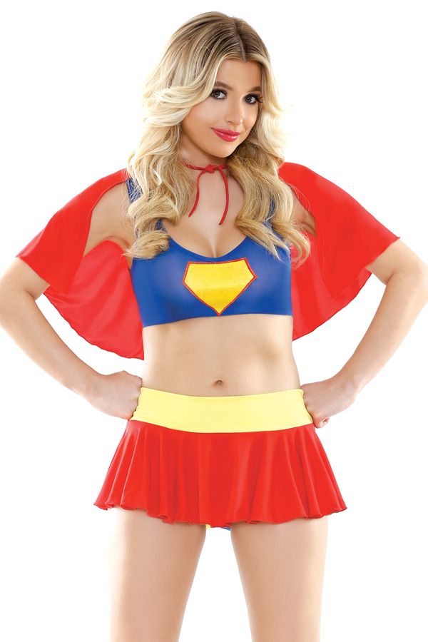 Super Sexy 4 pc. Set; Cape, Tank Top, Skirt, & Panty